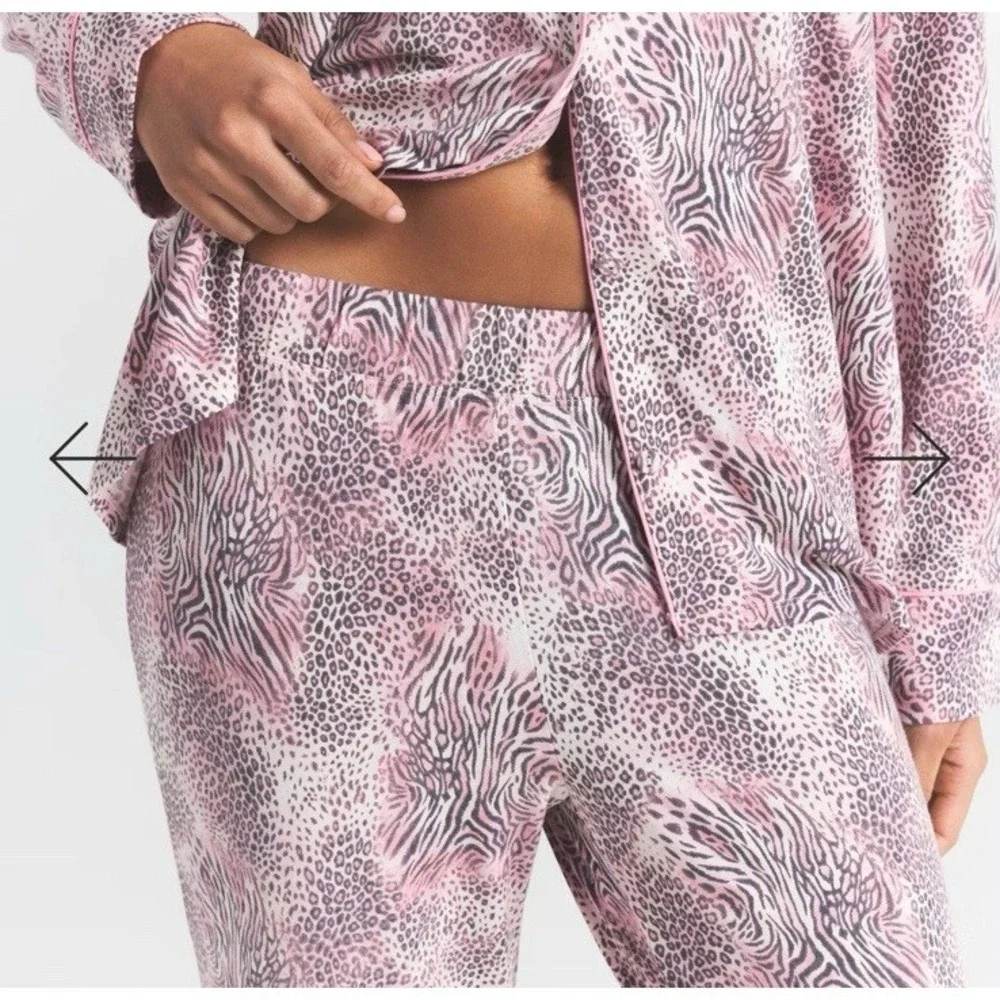 Skims Women‎ Size Small Sleep L/S Button Up Pajama Set Bloom Mini Multi Animal